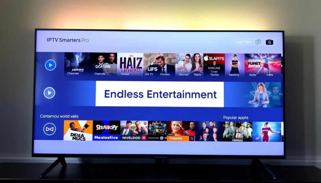 IPTV Smarters Pro Samsung TV app interface displayed on a Samsung Smart TV screen