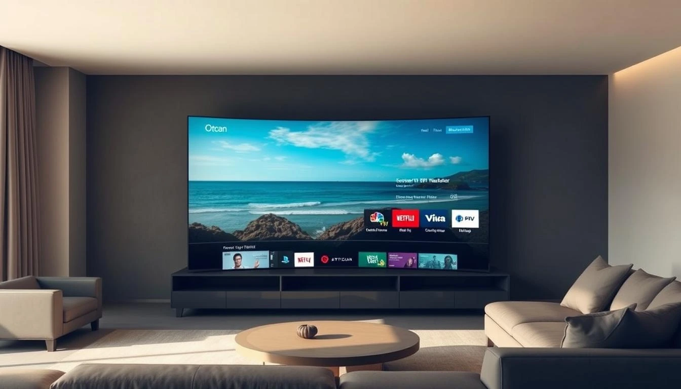 Ottocean IPTV interface showing premium streaming service with live TV, movies, and series on multiple devices.